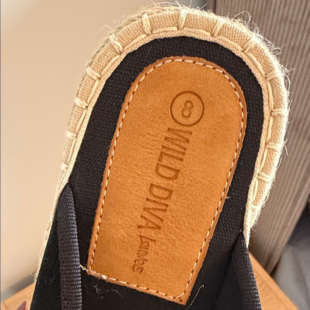 Wild Diva Black Suede Mules with Gold Accent - Picture 4 of 5